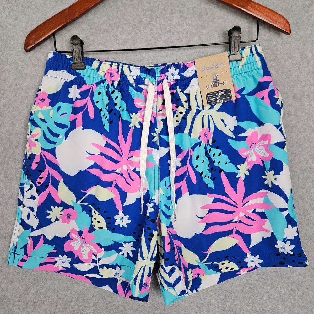 Chubbies Mens The Floral Surprises 5.5 Inch Classic Swim Trunks Blue Pink Medium